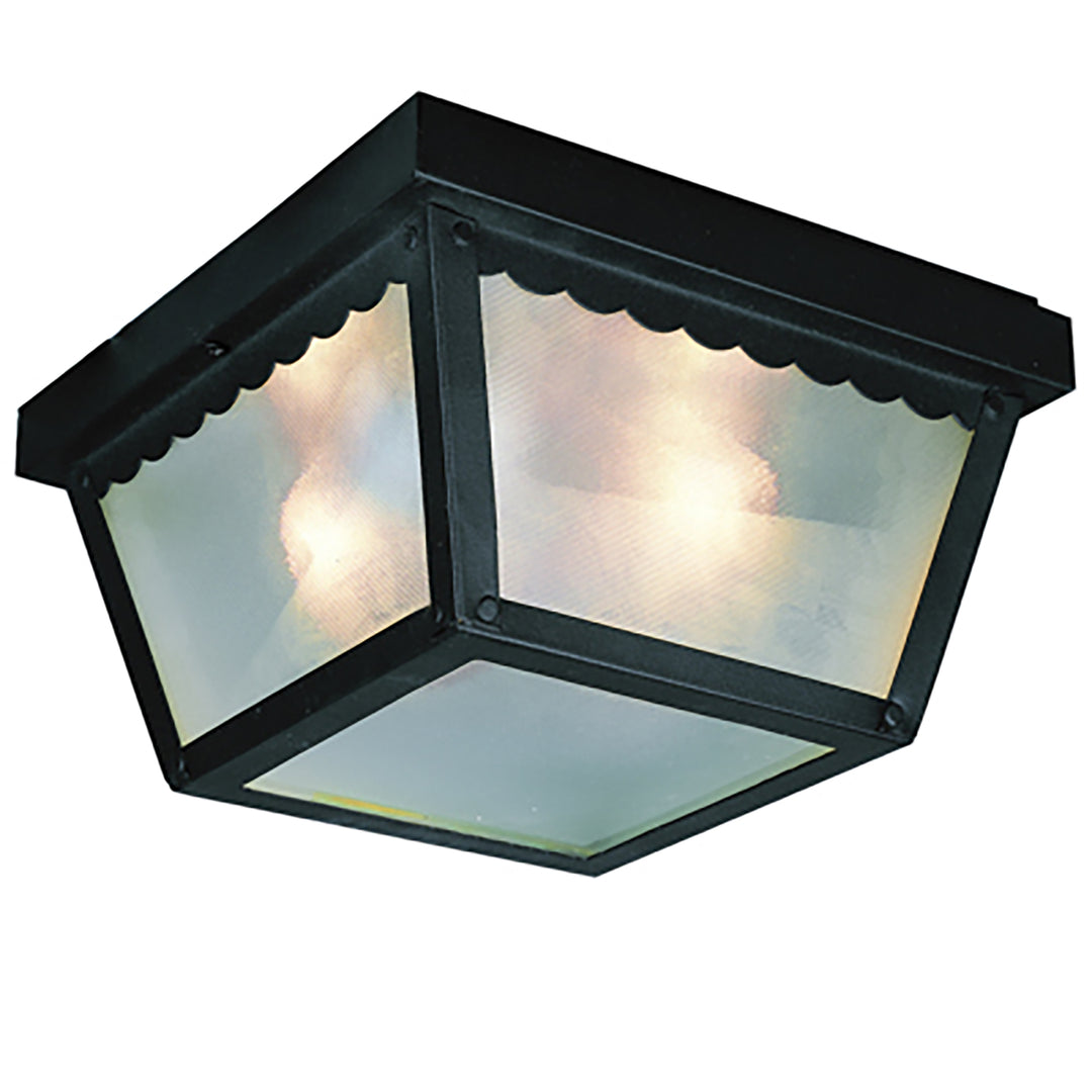 Samantha 2-Light, Scalloped Edge, Traditional Outdoor Flush Mount Ceiling Light - Black