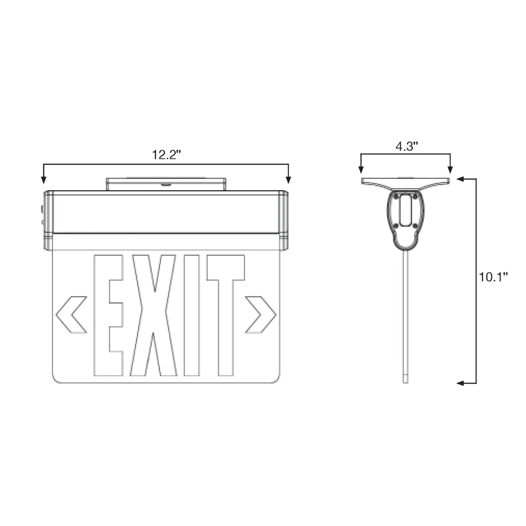 LED Emergency Exit Sign RED Double Sided Edge-Lit