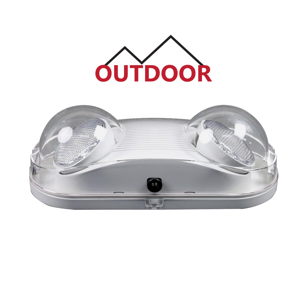 Outdoor Dual Head Fire Resistant LED Emergency Light, Wet Location Listed