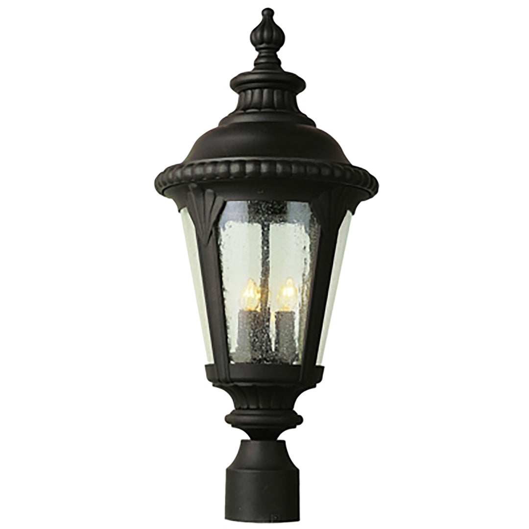 Commons 3-Light Metal and Seeded Glass Post Mount Lantern Head - Black