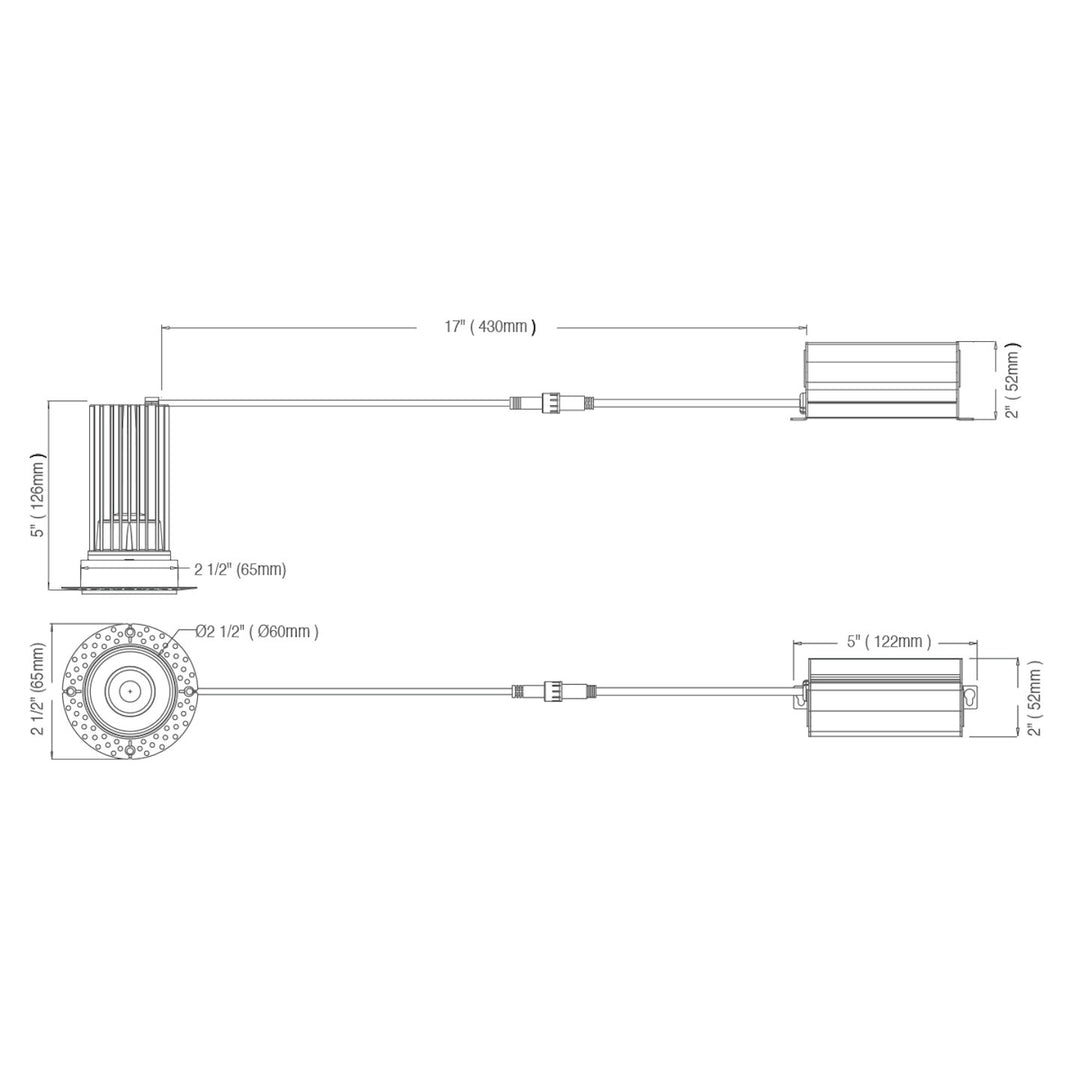 2" Round Downlight: Trimless-Line 5-CCT Selectable 15W - White