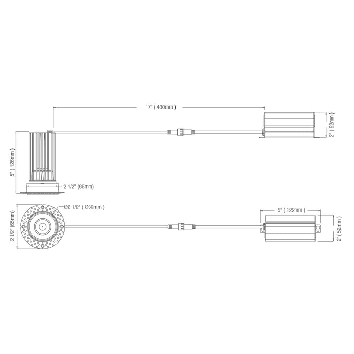 2" Round Downlight: Trimless-Line 5-CCT Selectable 15W - White