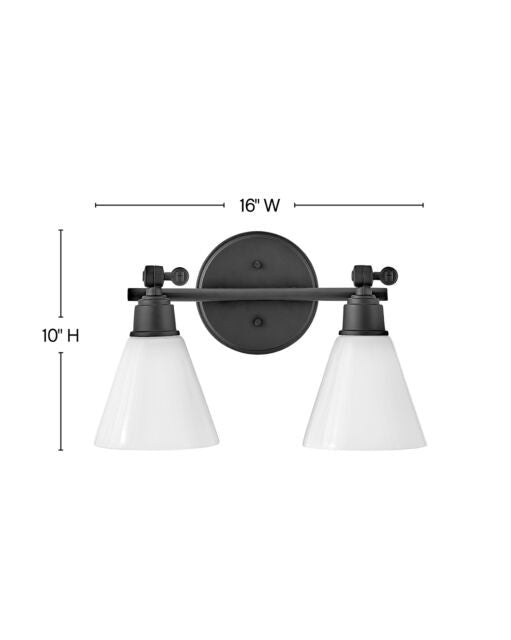 Arti 51182BK - Small Adjustable Two Light Vanity - Black