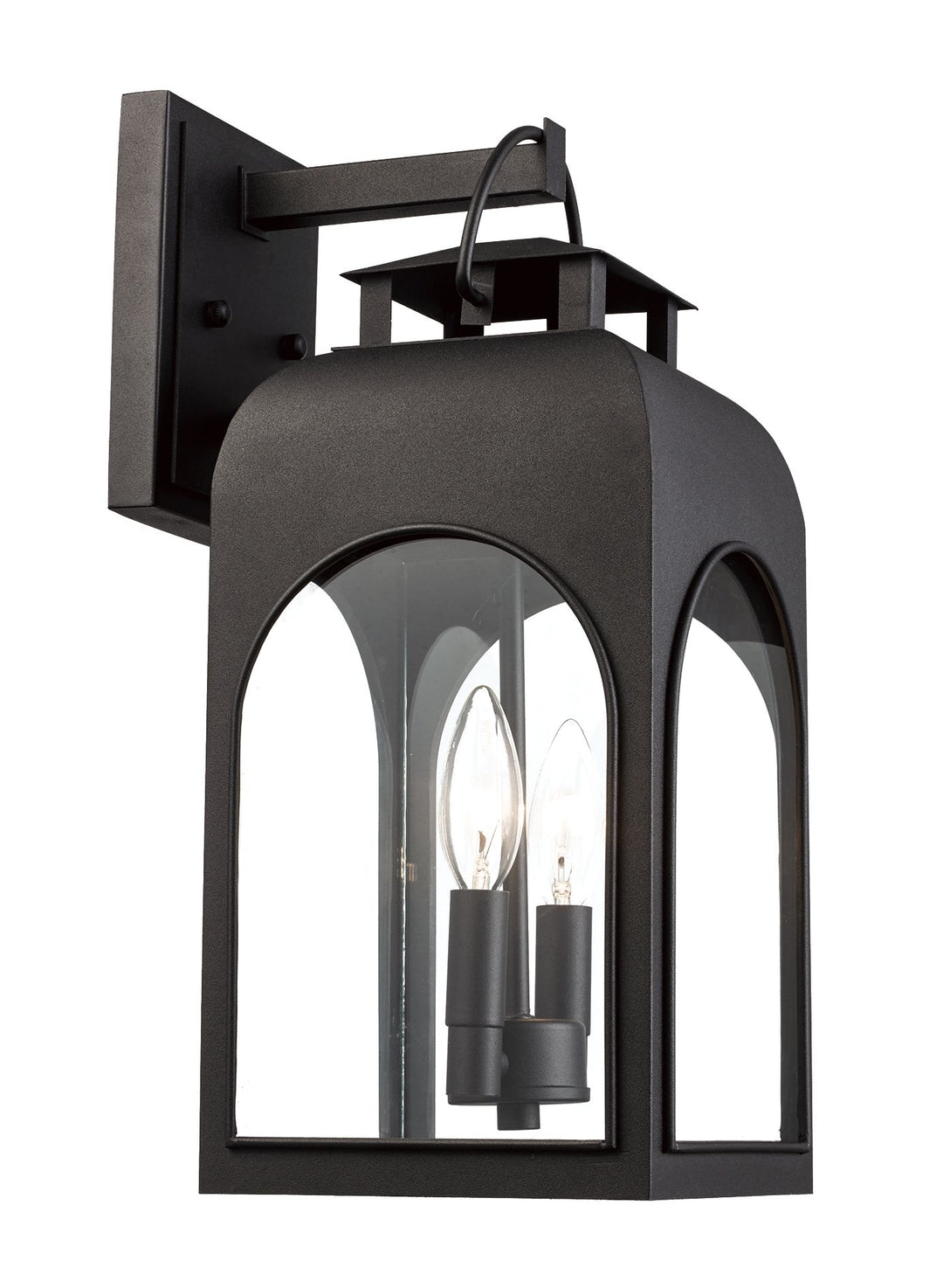 Presence Collection 2-Light Arched Frame Wall Lantern- Black