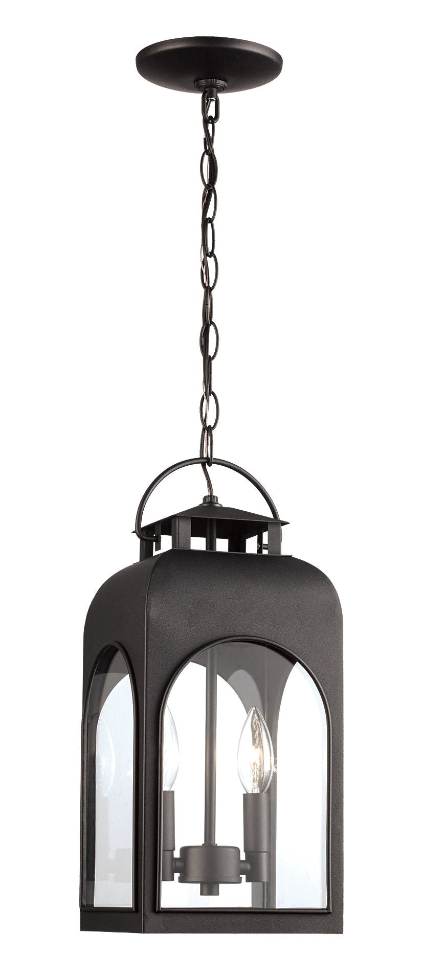 Presence Collection 3-Light Arched Frame Hanging Lantern Pendant- Black