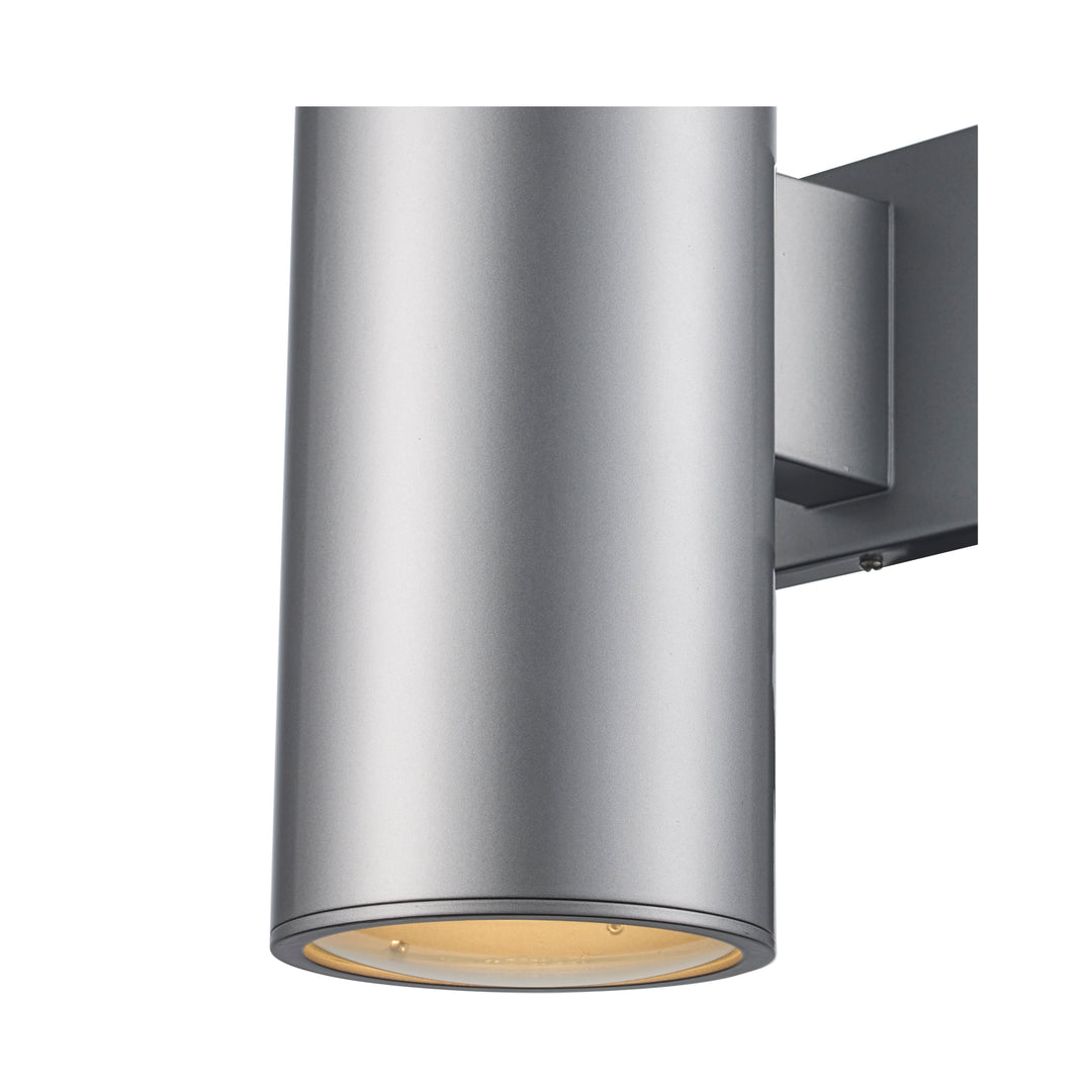 Cali Collection Cylindrical Metal Outdoor Pocket Wall Light- Silver