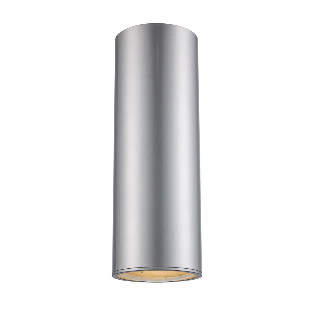 Cali Collection Cylindrical Metal Outdoor Pocket Wall Light- Silver