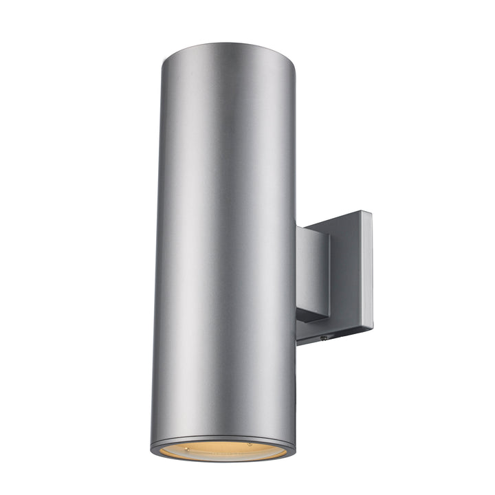 Cali Collection Cylindrical Metal Outdoor Pocket Wall Light- Silver