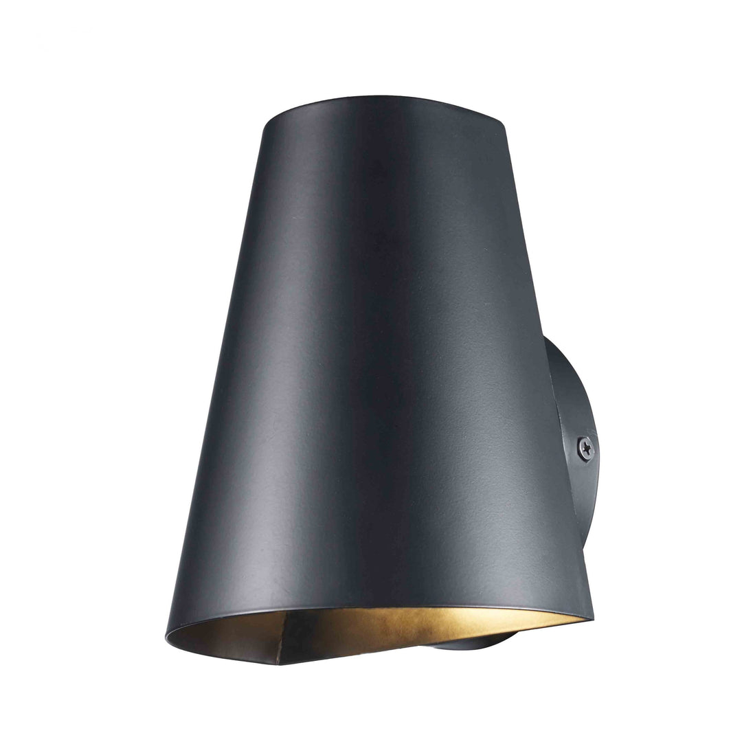 1-Light Flush Metal Cone Outdoor Wall Sconce- Matte Black