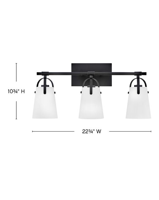 Foster 5133BK-OP New Medium Three Light Vanity - Black