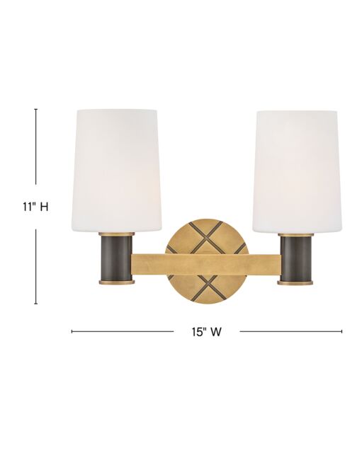 Declan 51372HB-BX Small Two Light Vanity - Bronze