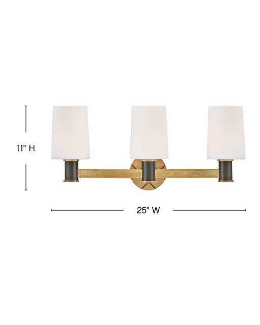 Declan 51373HB-BX  Medium Three Light Vanity - Bronze