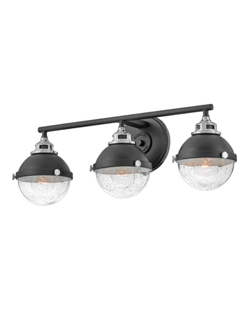 Fletcher 5173BK-CM Medium Three Light Vanity - Black