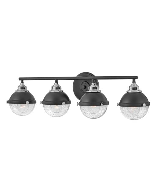 Fletcher 5174BK-CM - Large Four Light Vanity - Black