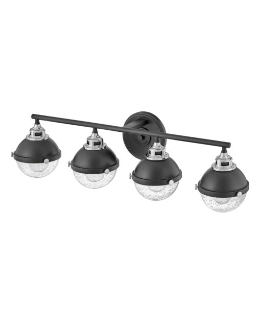 Fletcher 5174BK-CM - Large Four Light Vanity - Black