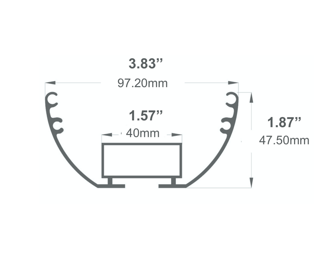 LED Channel - 531ASL - Oval Pendant Linear, 8 ft - Silver