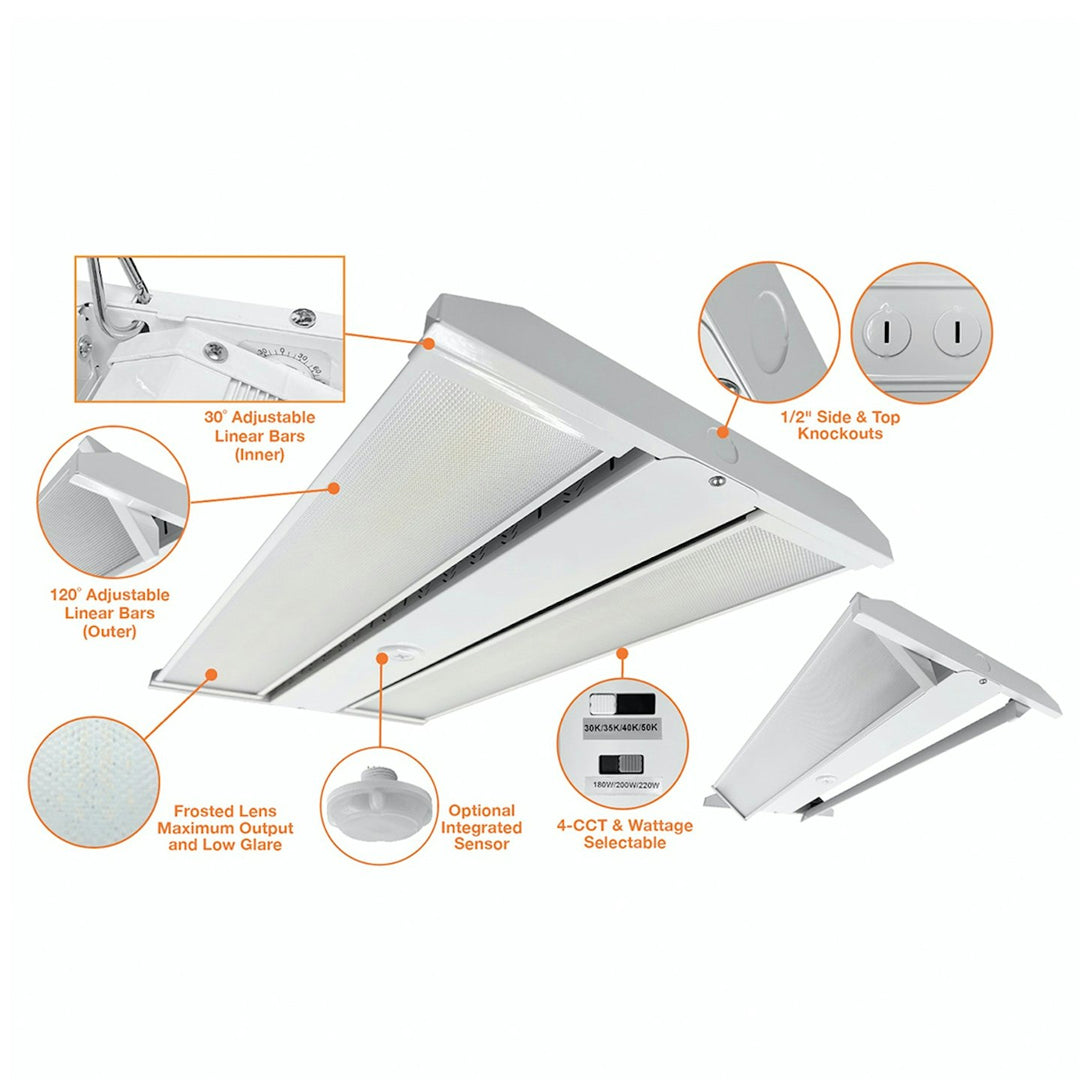 Linear Highbay: 2ft, C-Line 4-CCT & 3-Power Select 320W/290W/260W - White