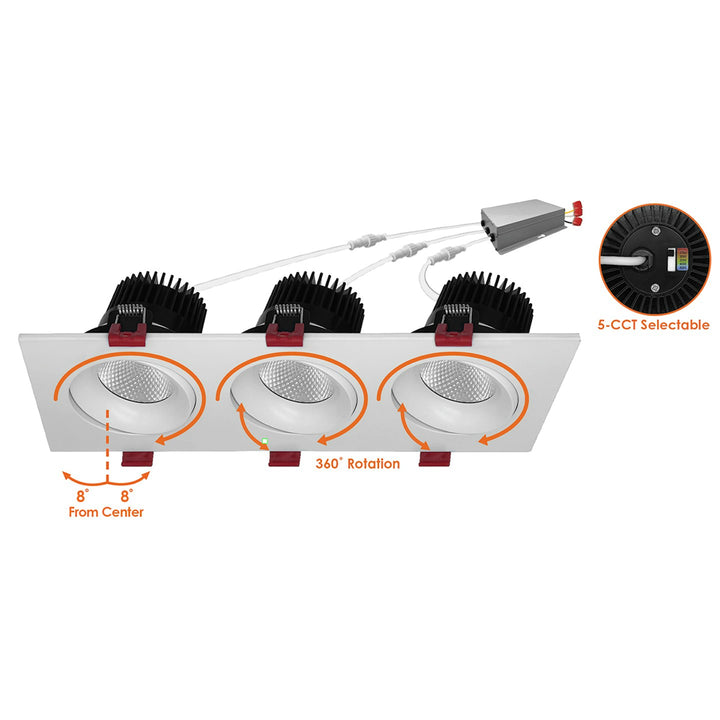 4" Multiple: Triple Head 5-CCT Selectable 45W - White