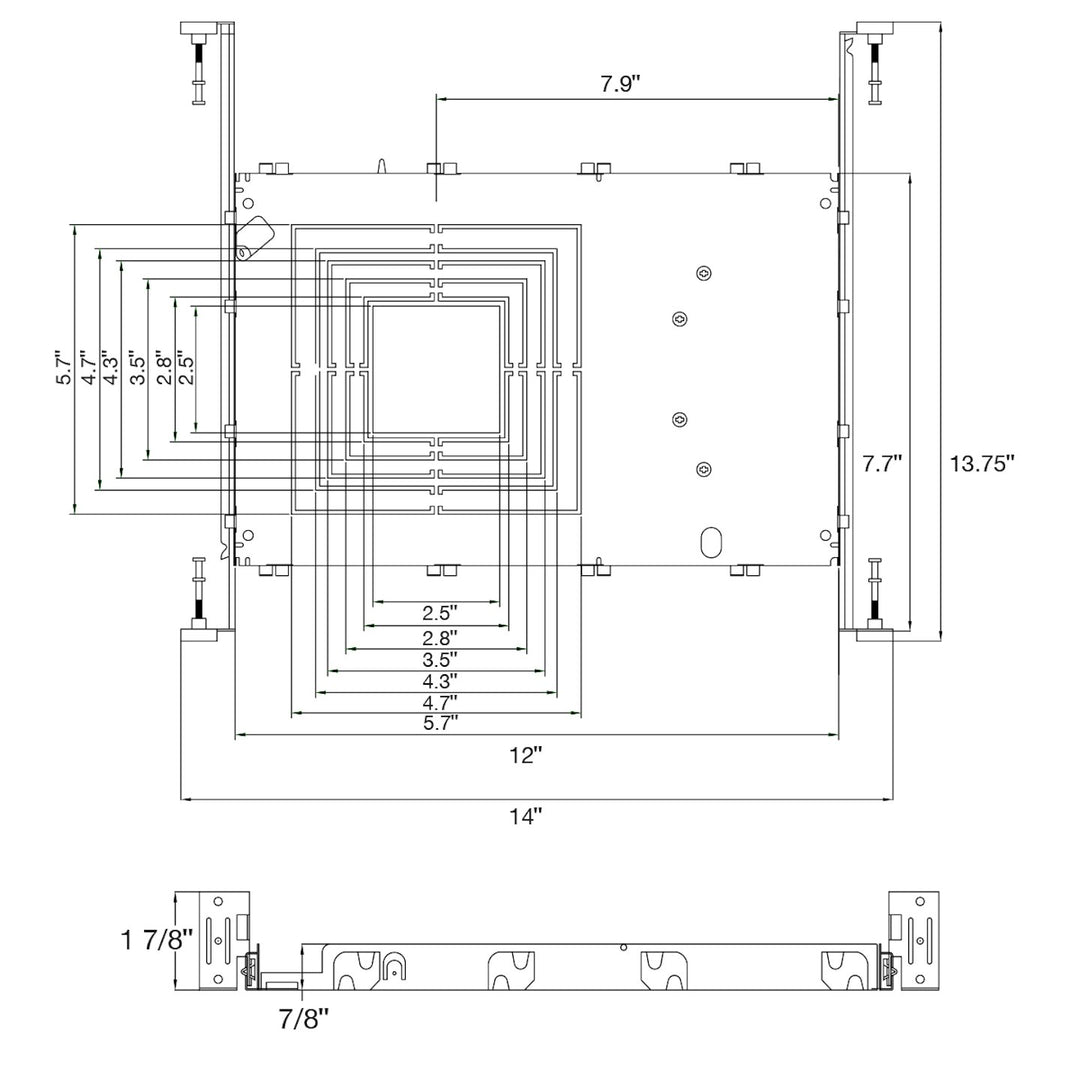 New Construction Plate: 1" 2" 3.5" 4" 5" 6" Square Trimless Downlights