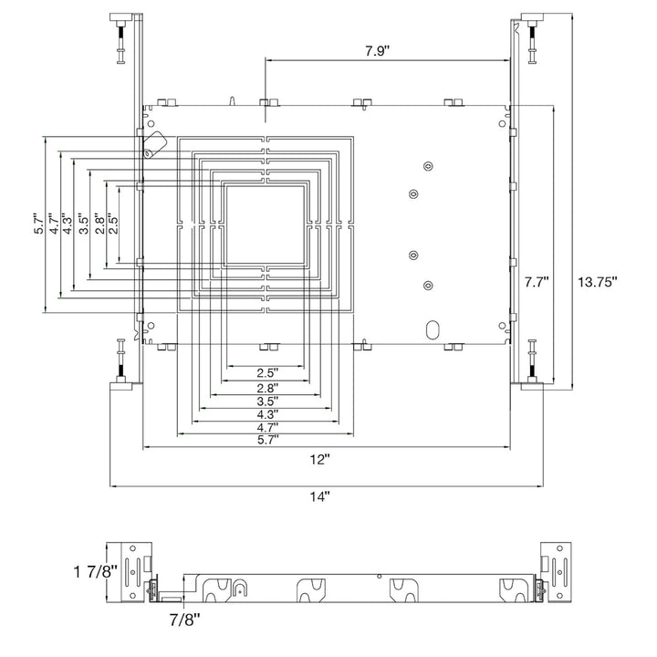 New Construction Plate: 1" 2" 3.5" 4" 5" 6" Square Trimless Downlights