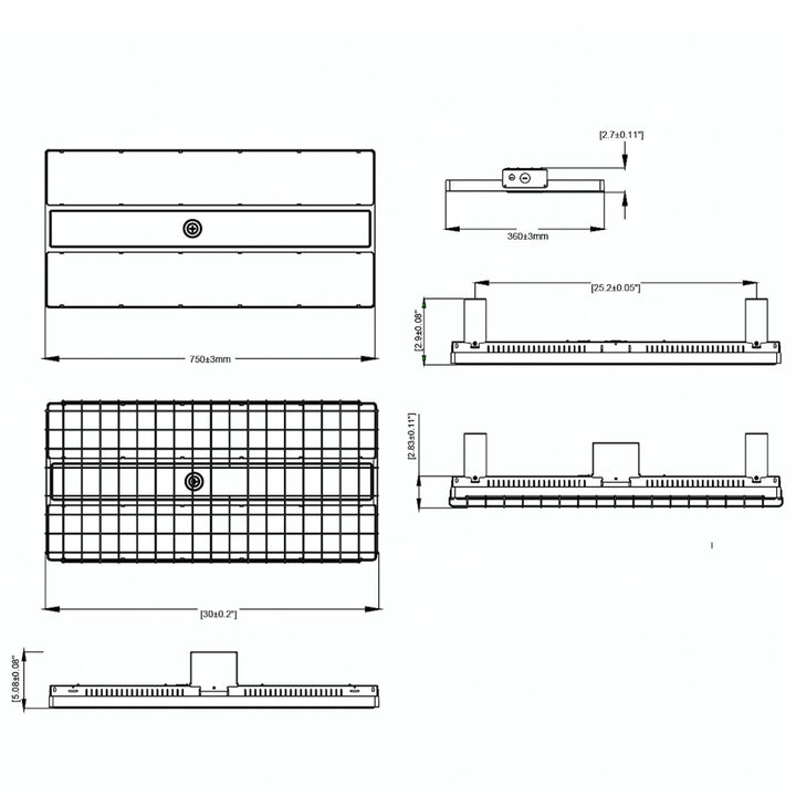 Linear Highbay: 2ft, C-Line 4-CCT & 3-Power Select 440W/410W/380W, High Voltage - White