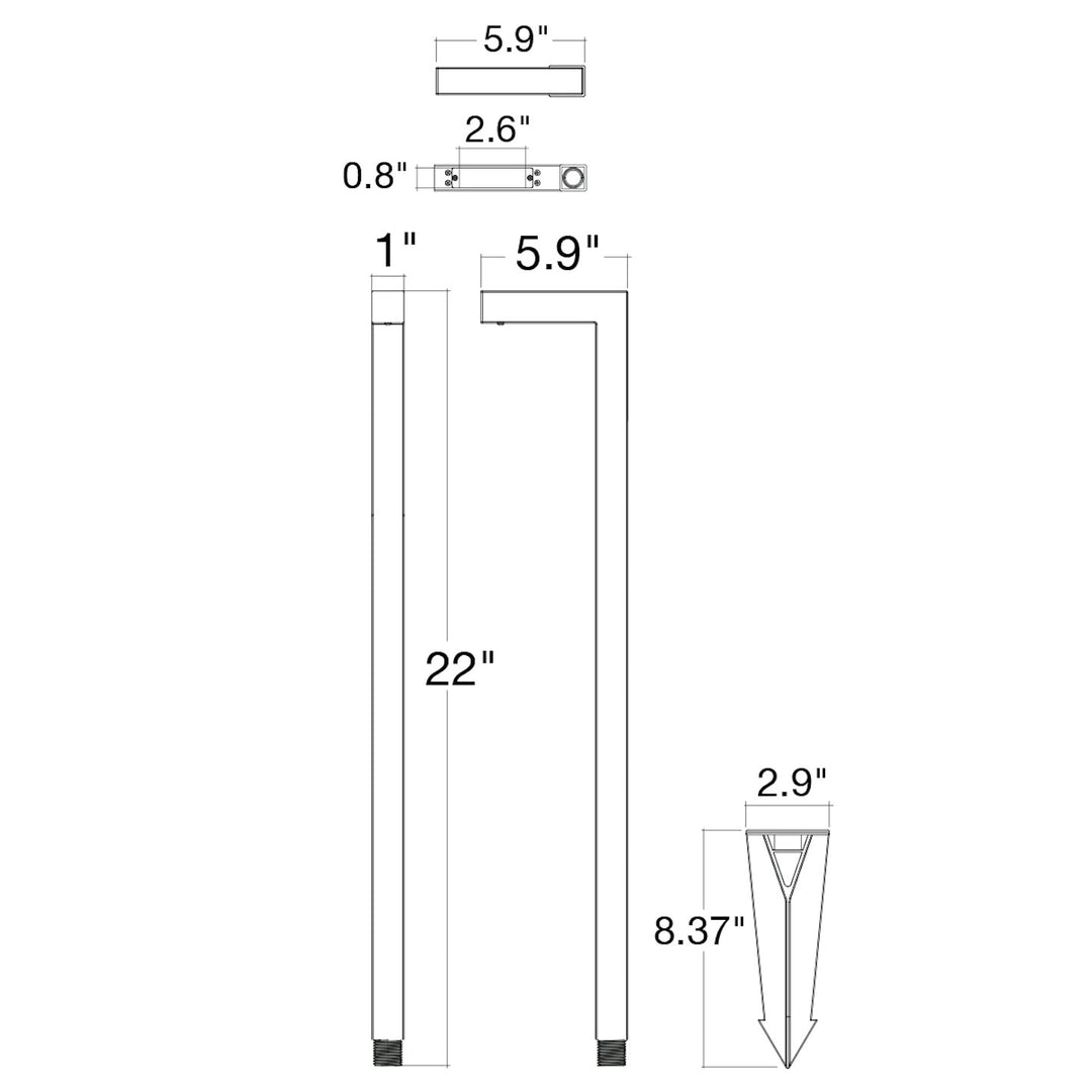 Path Light L-Shape Style 22" Height - Aluminum Bronze