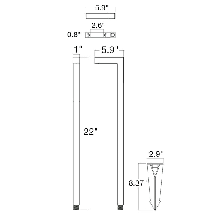 Path Light L-Shape Style 22" Height - Aluminum Bronze