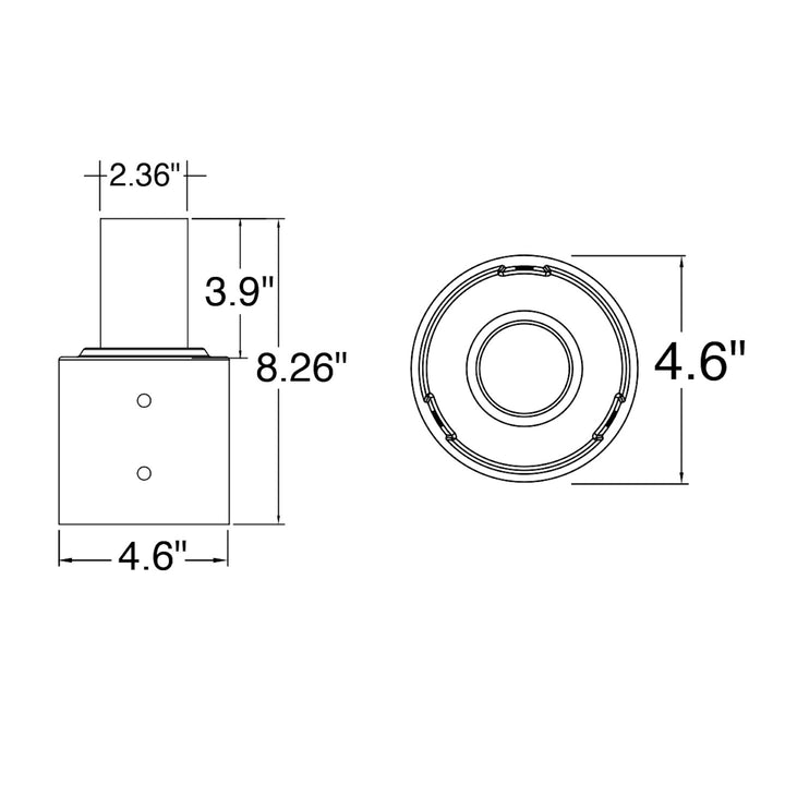 Tenon: Round 4" Pole Reducer to 2.36" - Bronze