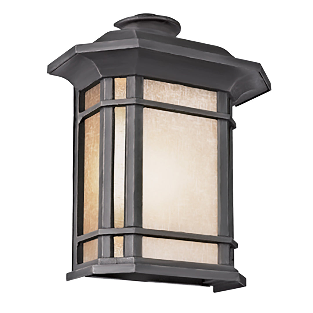 San Miguel, Tea Stain Glass, Outdoor Pocket Lantern Wall Light - Black