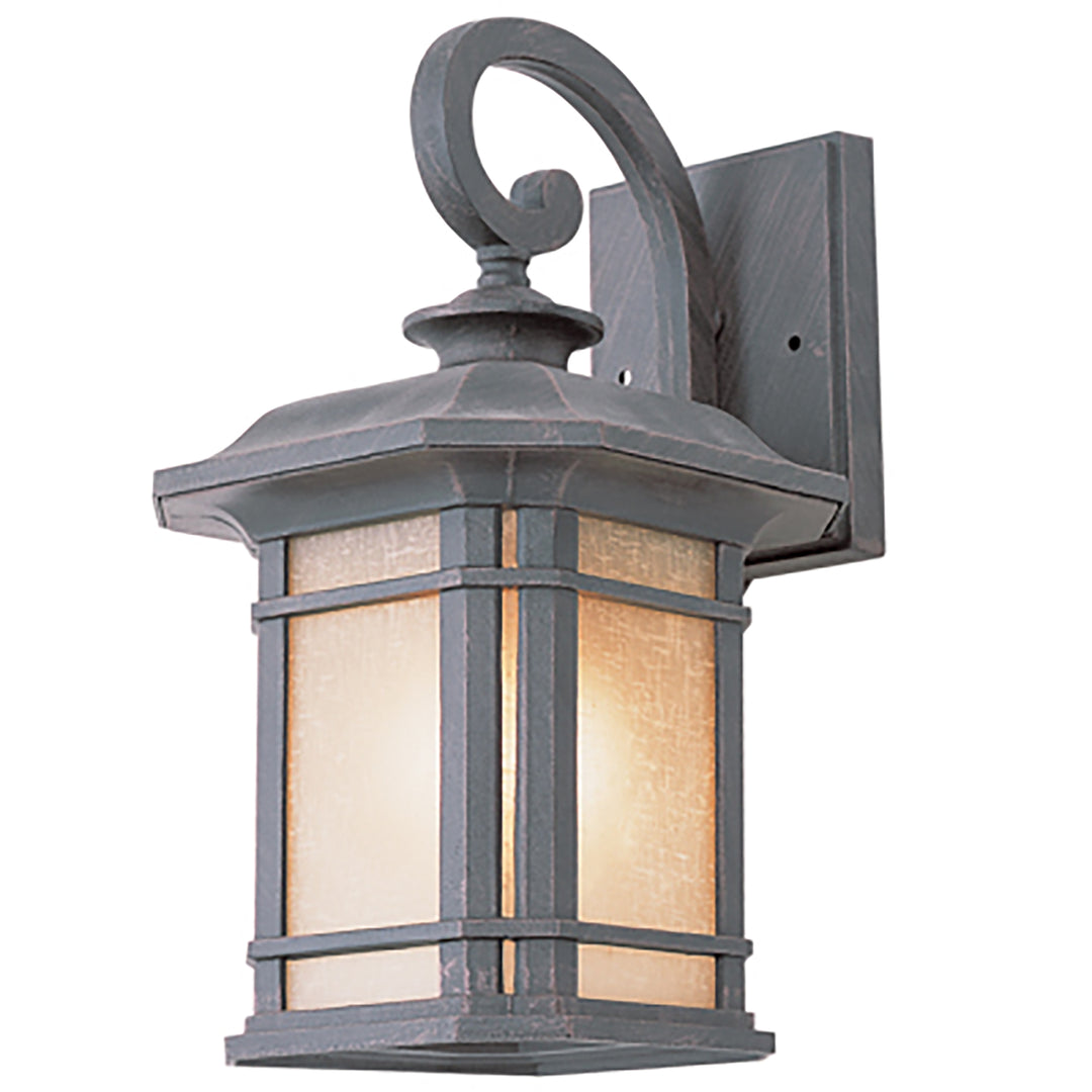 San Miguel Collection, Craftsman Style, Armed Wall Lantern with Tea Stain Glass Windows - Rust