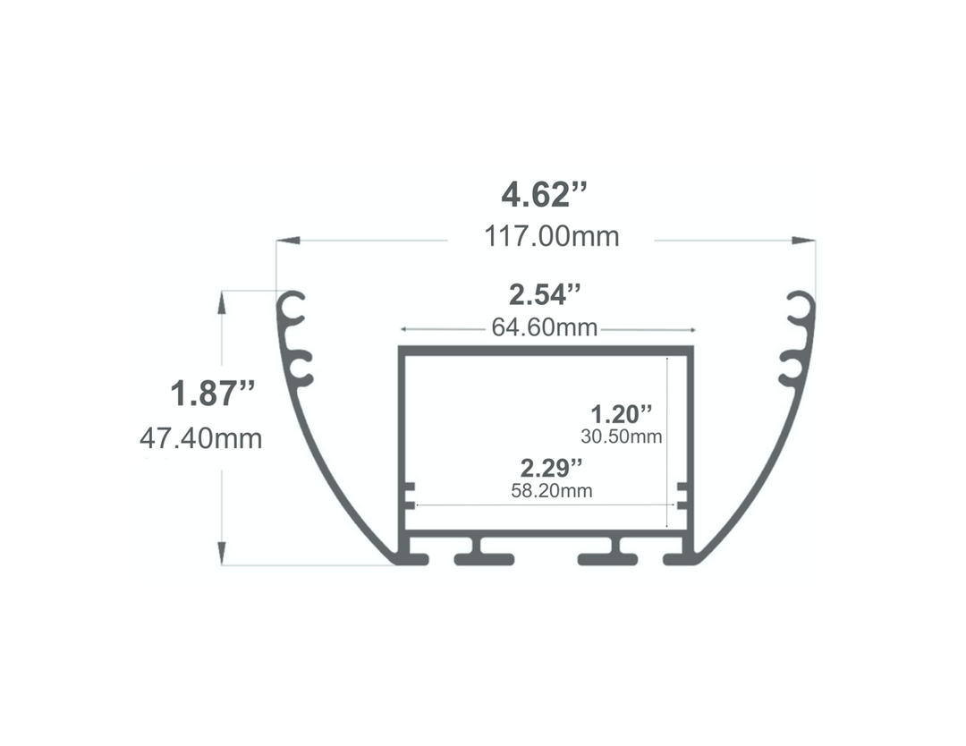 LED Channel - 532ASL - Oval Pendant Linear, 10 ft - Silver