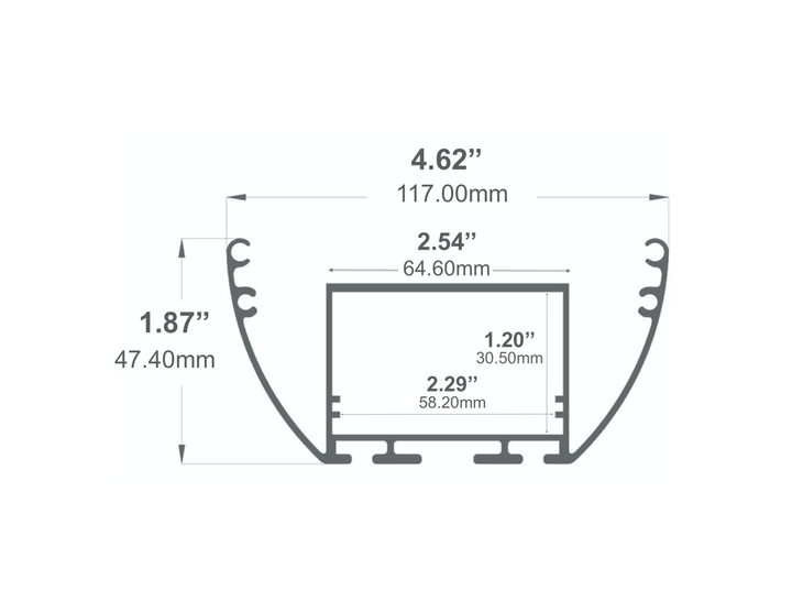 LED Channel - 532ASL - Oval Pendant Linear, 10 ft - Silver