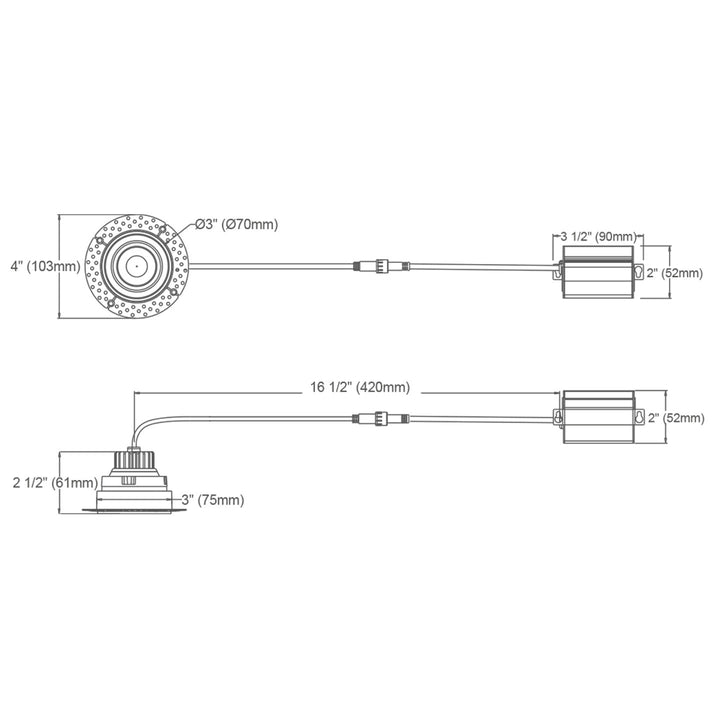 2" Gimbal Round Downlight: Trimless-Line 5-CCT Selectable 8W - Black