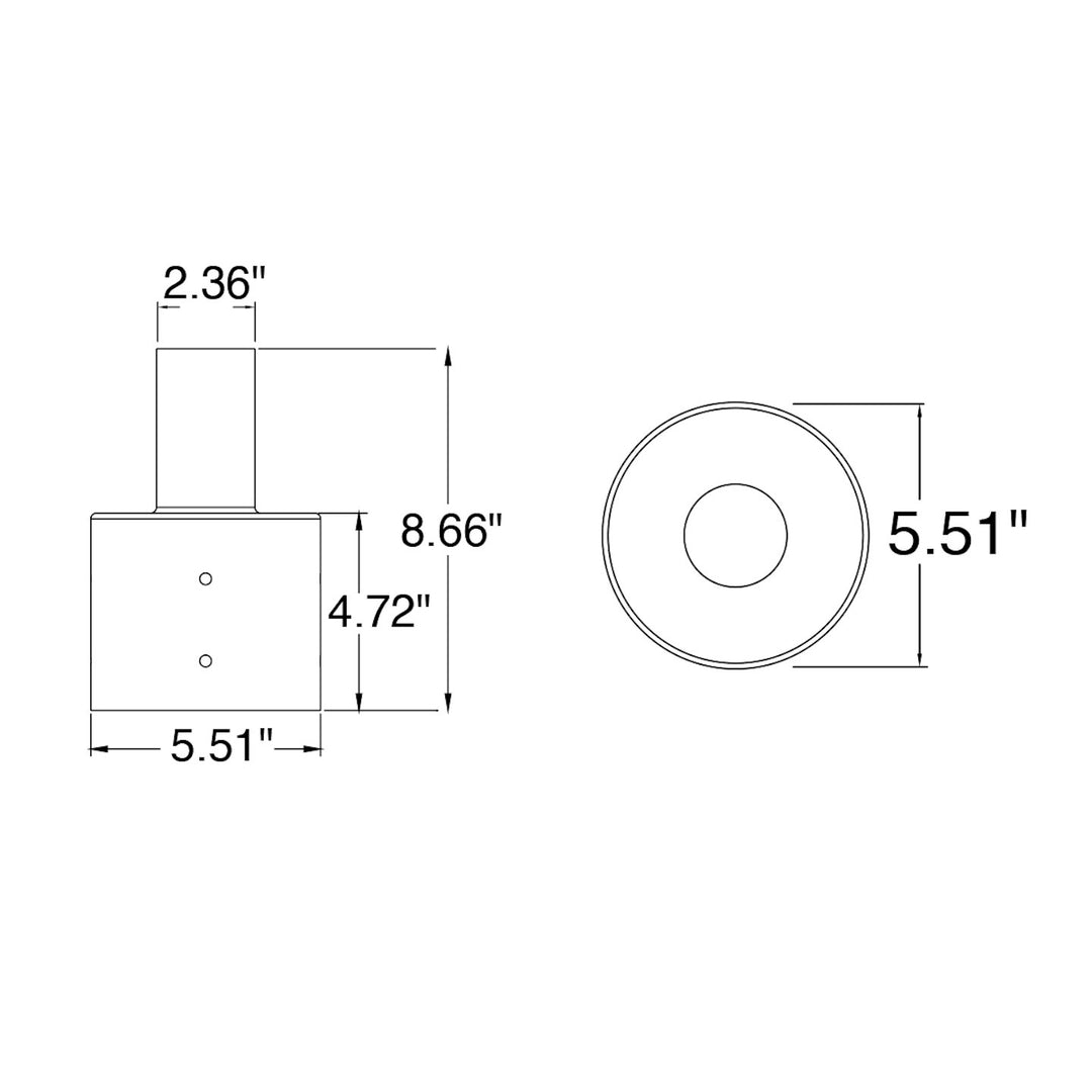 Tenon: Round 5" Pole Reducer to 2.36" - Bronze