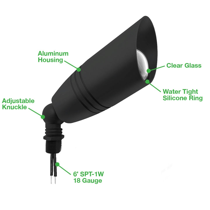 Landscape Bullet Light - Traditional, 12V - Aluminum Black