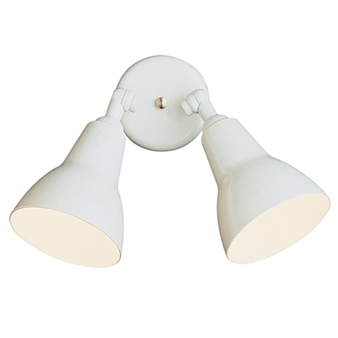 Mono Collection 2-Light, 2-Shade Metal Outdoor Wall Spotlight - White