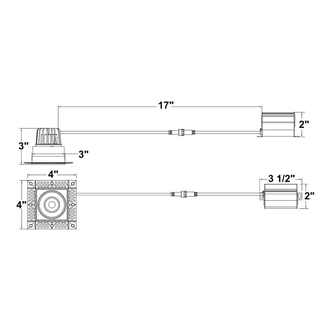 2" Square Downlight: Trimless-Line 5-CCT Selectable 8W - Black