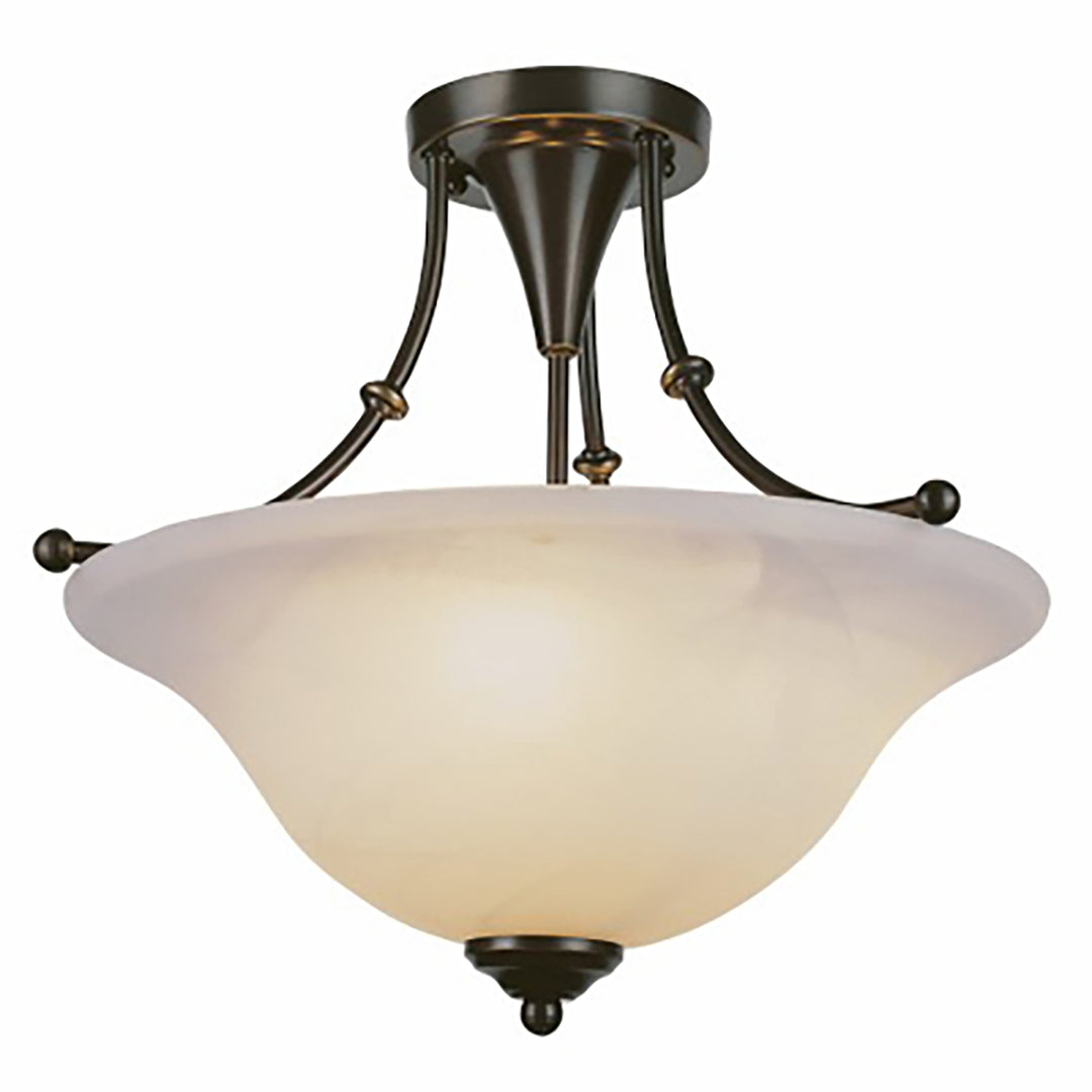 Perkins 3-Light Armed Semi Flush Indoor Ceiling Light with Glass Bowl Shade - Weathered Bronze