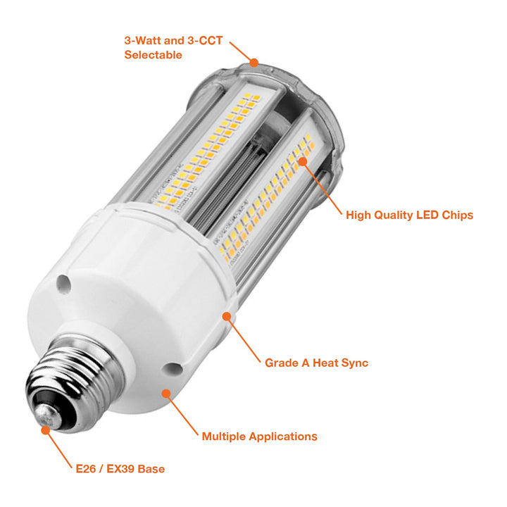 Corn Bulb 3CCT + 3 Power Select 54W/45W/36W - E26