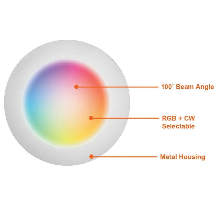 6" Cusp Disk Surface Mounts (RGB + CW Wifi Control) 15W - White