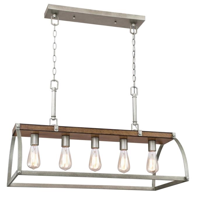 Westing House - Oak Lane Five-Light Indoor Chandelier, Medium E26 Base - Barnwood