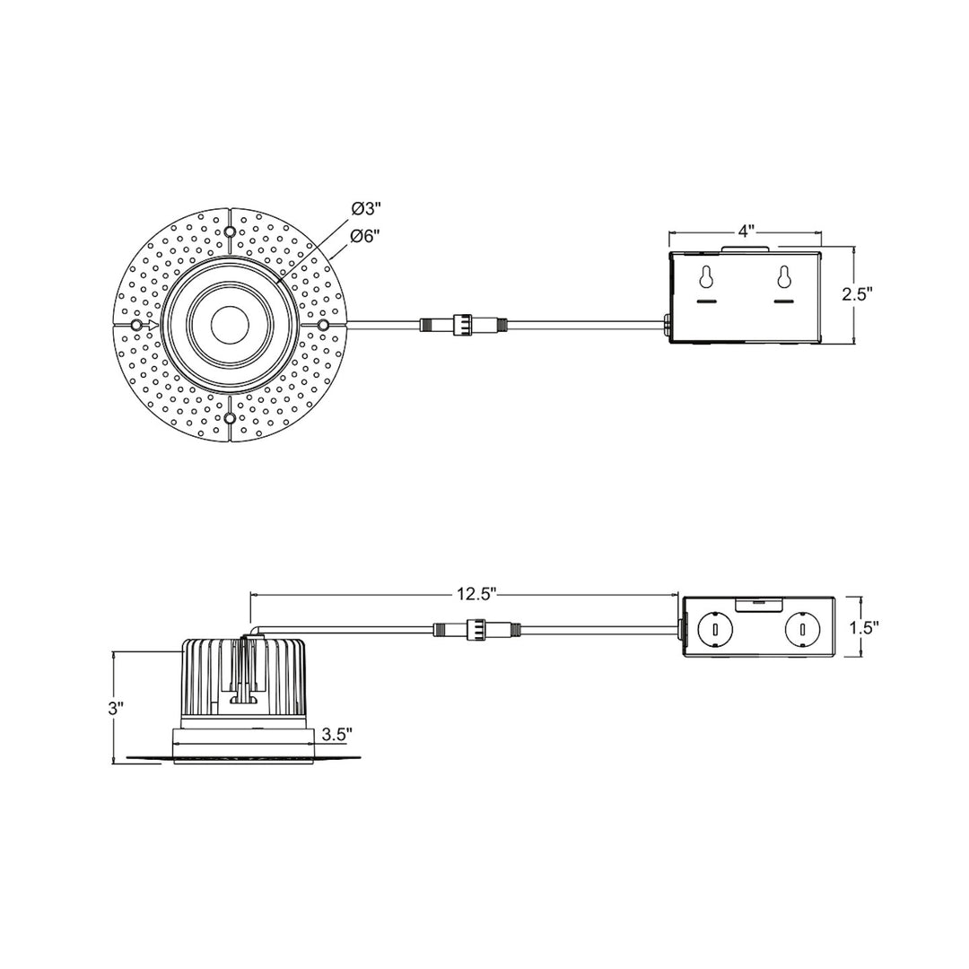 4" Round Downlight: Trimless-Line 5-CCT Selectable 15W - White