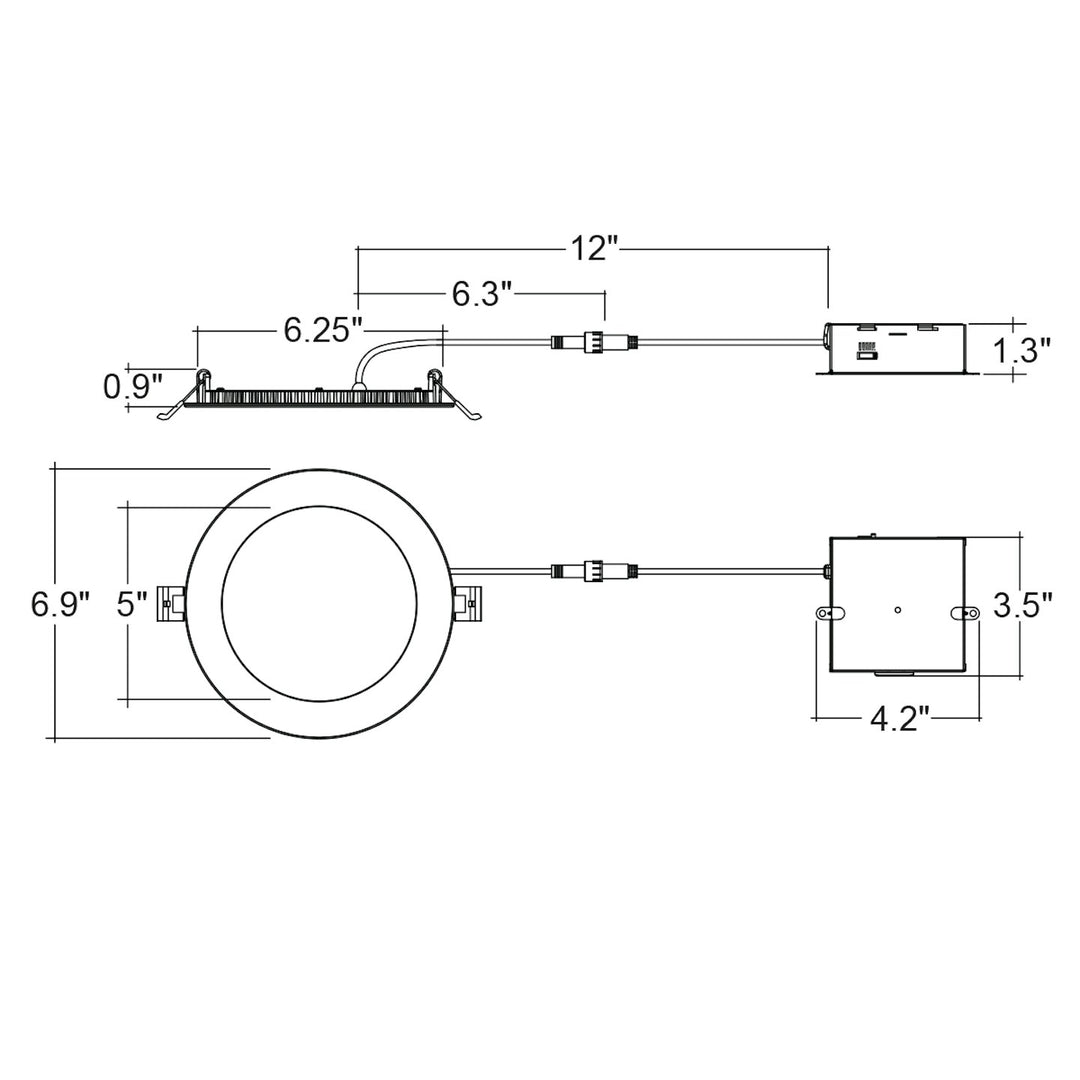 6" External J-Box Downlight: Slim-Line Round 5-CCT Select 0-10V 14W - White