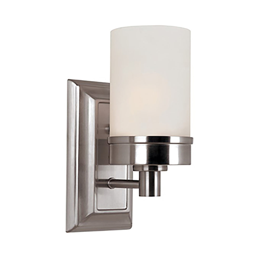 1-Light Fusion Collection 4.25" Wall Sconce with Cylinder Glass Shade - Brushed Nickel