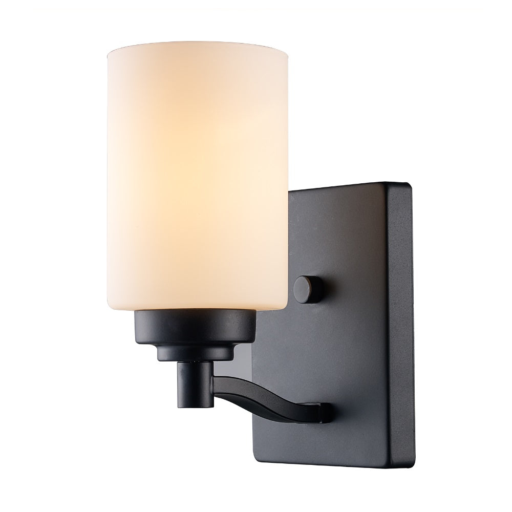 Mod Pod Indoor Glass Drum Armed Sconce Double Disk - Black