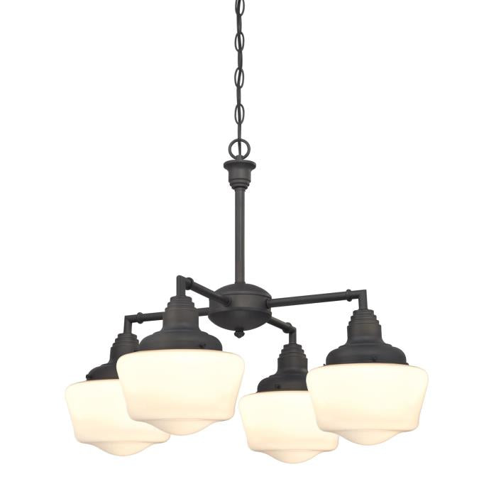 Westing House - Scholar Four-Light Indoor Convertible Chandelier/Semi-Flush Ceiling Fixture - Oil Rubbed Bronze