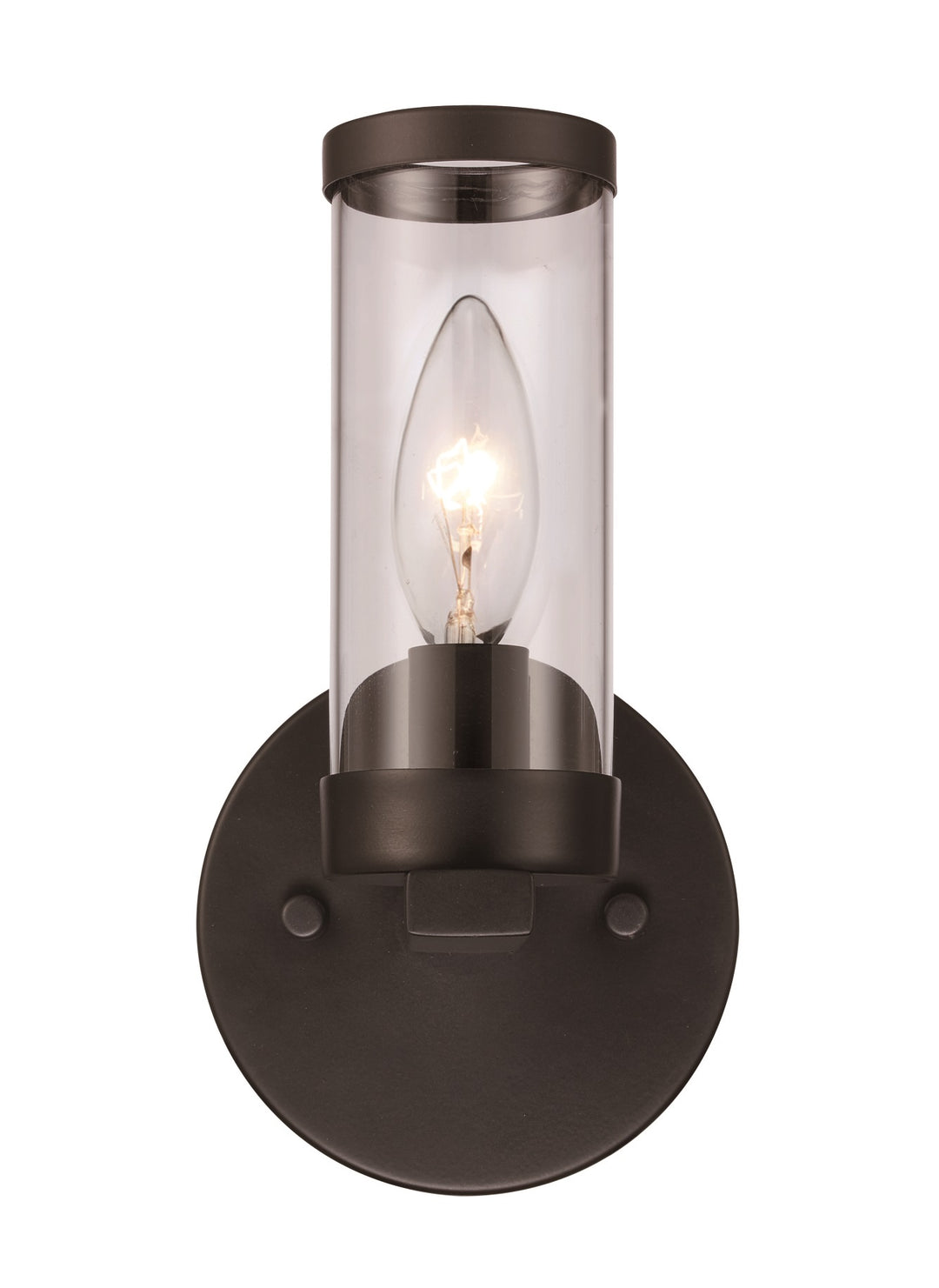 Fillmore Clear Glass Shaded 1-Light Wall Sconce Candle - Black