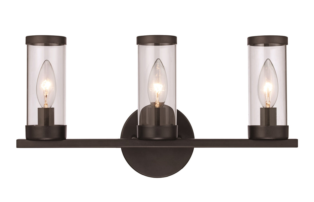 Fillmore 3-Light Clear Glass Shaded Vanity Bar Candle - Black