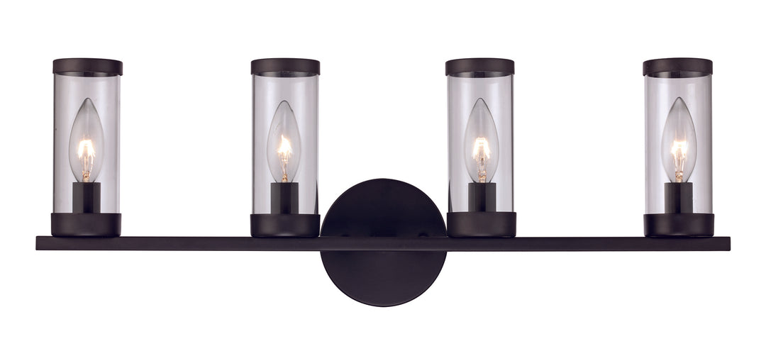 Fillmore 4-Light Clear Glass Shaded Vanity Bar Candle - Black