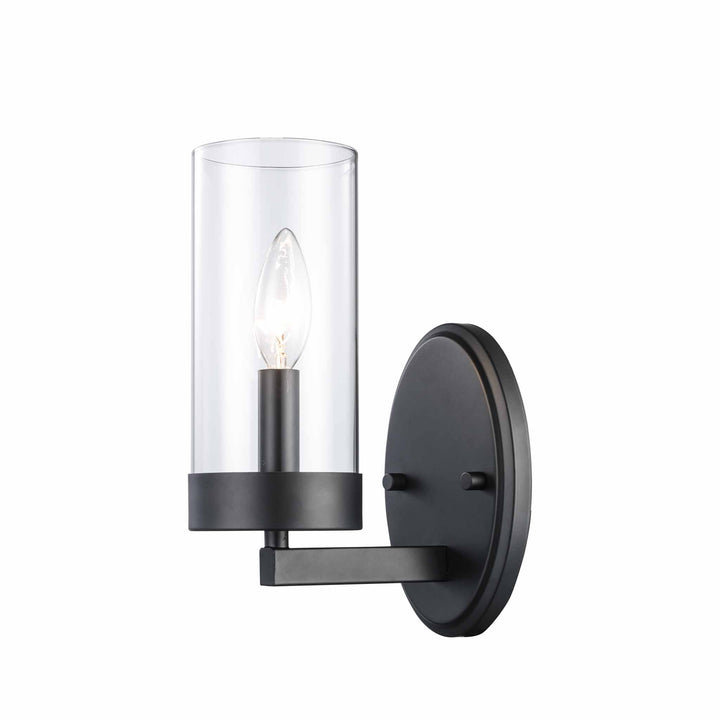 1-Light Shaded Indoor Wall Sconce Candle Clear Glass - Black